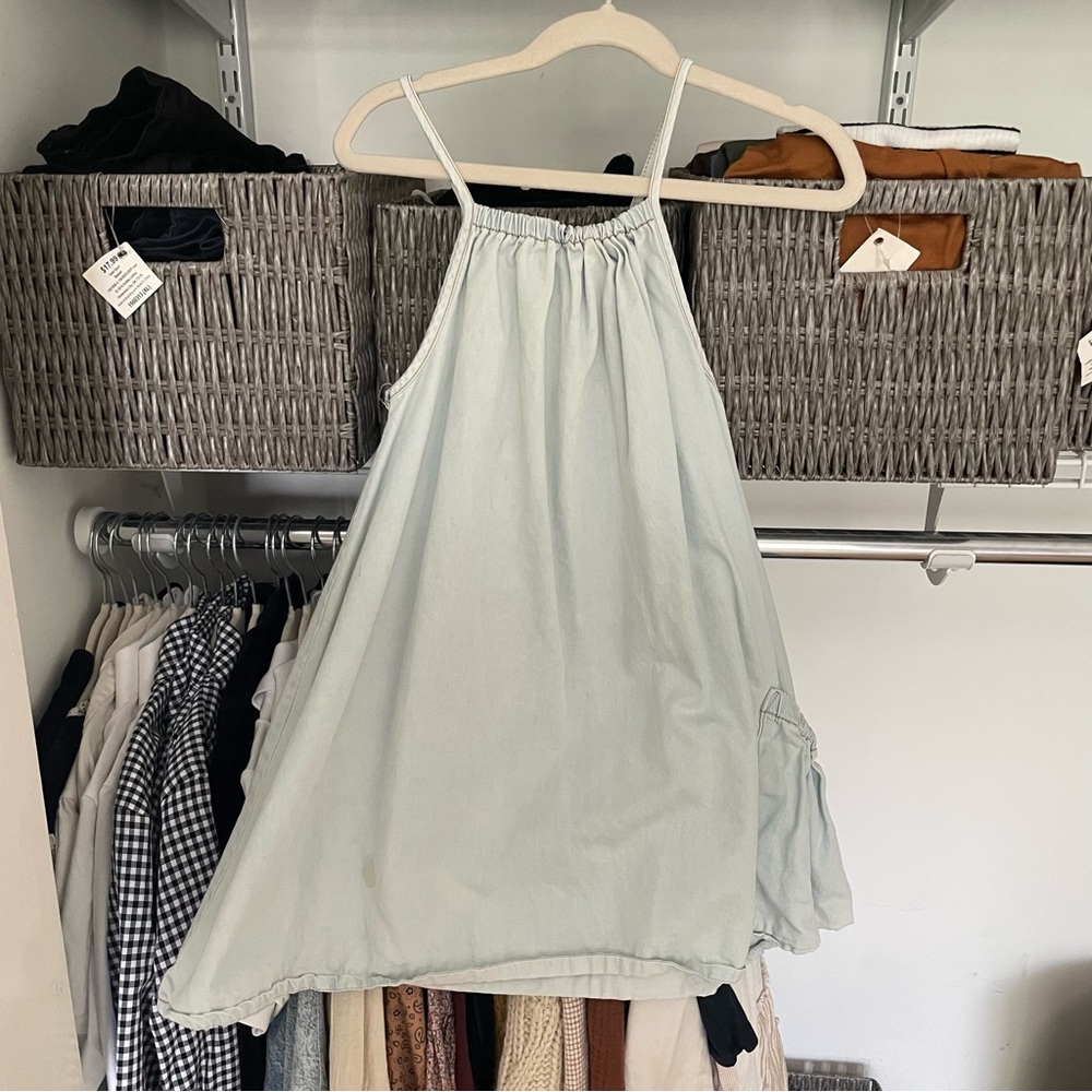 Washed denim girls dress